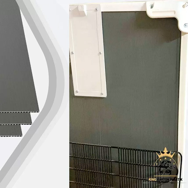 Plastic corrugated sheet behind refrigerators